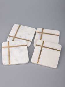 จานรองแก้วเซรามิกลายหินอ่อนพิมพ์ยูวีพร้อมวัสดุรองแก้วสไตล์คลาสสิก - Product Image 1