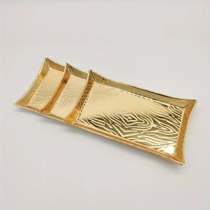 Bandeja de Metal personalizada chapada en oro, decoración para fiesta de boda, bandeja para servir, platos de cena de acero inoxidable delicados para restaurantes - Product Image 5
