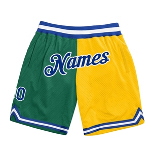 Industrie Direct Engro Sportswear Short de basket-ball personnalisé Kelly Green Royal-Gold Authentique Split Fashion Basketball Shorts - Product Image 1
