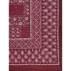 Burgundy 180 TC Cotton Single Bedsheet with 1 Pillow Cover Ethnic Motifs Sheet & Pillowcase Set (BSB1119) - Product Image 3