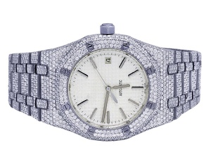 Montres unisexes haute couture personnalisées en moissanite blanche et diamants fins pour hommes, style hip hop, style glacé antique - Product Image 1