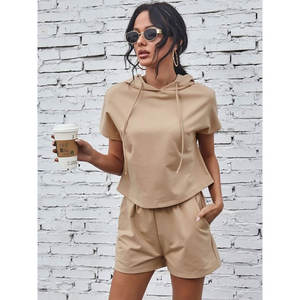 Conjunto Deportivo de Dos Piezas para Mujer, Pantalones Cortos Deportivos Casuales de Color Sólido y Corte Holgado, Novedad 2026, Venta al por Mayor - Product Image 1