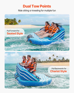 Bouée gonflable tractable pour sports nautiques, bateau pour 3 personnes, housse en nylon résistante, poignées de sécurité - Product Image 3
