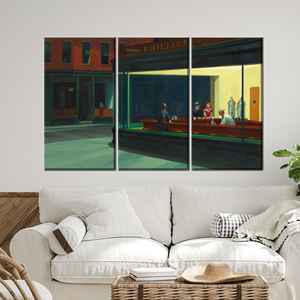 ผ้าใบพิมพ์ลาย: ภาพศิลปะร้านอาหารไนท์ฮอว์กส์สำหรับการตกแต่งแบบคลาสสิก,3P: ห่อหุ้มอย่างดี - Product Image 1