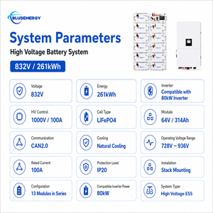Sistema de Baterías de Alto Voltaje LiFePO4 BLUSENERGY 832V 314Ah 261kWh Compatible con Inversor de 80kW para ESS Solar Comercial - Product Image 3