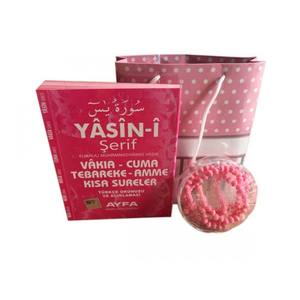 Coffret cadeau Mevlid 245Pink, 128 pages, Yasin-i erif, boîte en carton, chapelet parfumé à la rose, tout en un, sac cadeau élégant - Product Image 3