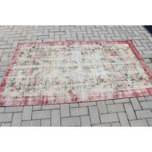 Alfombra Turca de 3.6x6.6 pies, Alfombra, Alfombra Roja con Estampado Animal de Lana - Product Image 3