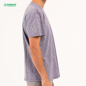 T-shirt Homme Personnalisé Lavable Écologique Séchage Rapide Polyester/Coton Uni Effet Délavé à l'Acide Vintage Coupe Ample Grande Taille - Product Image 1