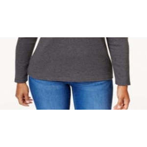 Top da donna in cotone con scollo rotondo, stile semplice, di Karen Scott, nero, taglia grande - Product Image 3