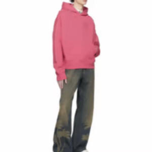 Venta al por mayor de encargo de alta calidad 100% algodón de color sólido Top de algodón para los hombres relajado transpirable Sudadera con capucha Unisex - Product Image 4