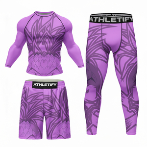 Conjunto Deportivo Transpirable de Compresión Sublimada Completa, Camiseta de Protección contra Erupciones y Pantalones Cortos y Mallas para MMA, Gimnasio, Fitness, Correr, Secado Rápido - Product Image 1