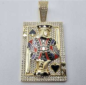 Personnalisé VVS Diamant Hip Hop Rappeur Glacé Jouer Carte Pendentifs 10K/14K Plaqué Or Unisexe Cadeau Bijoux - Product Image 1