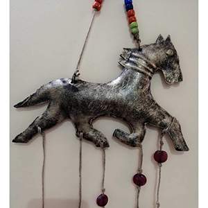 Recycled Iron Horse Wind <b>Chime</b> <b>Bells</b> Antique Bronze Indoor Patio Wall Hanging Decor Rustic Design Style - Product Image 6