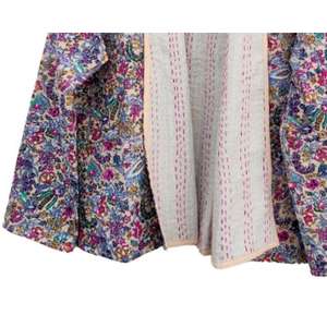 Kimono Veste Royal Court Kantha Coton Nouveau Manteau Tricoté Imprimé avec Manches Complètes Respirant Automne Hiver Printemps Réversible - Product Image 3