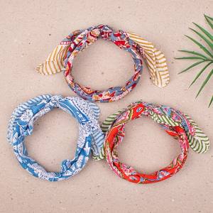 Bohemian Cotton Bandana <b>Scarf</b> Set Of Three With Traditional Print Design - Product Image 5