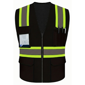 Custom Hi Vis Security Guard Safety Vest with Pockets Durable Reflective Mesh Cotton Jacket Workwear ANSI Compliant - Product Image 5