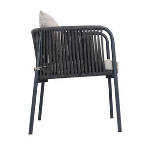 Chaise de salle à manger nordique élégante avec corde tissée et cadre en aluminium et coussin anti-soleil pour les expériences de salle à manger modernes - Product Image 2