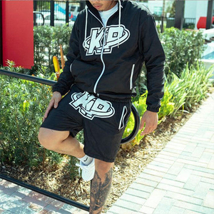 2025 Custom Logo Jogger Tracksuit Cotton Sweat Track <b>Suit</b> Set With Sticker Printing Summer Men <b>T</b> <b>Shirt</b> and Short Set for Men - Product Image 3