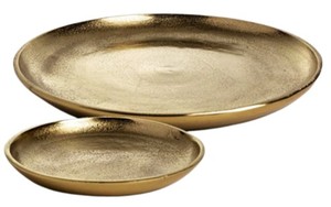 Plateau de service en métal fini double ton pour plats de service décoratifs assiette solide à motifs - Product Image 4