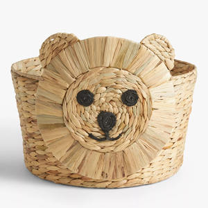 Panier de rangement en forme de cochon en jacinthe d'eau, accessoire de décoration pour chambre d'enfant - Product Image 5