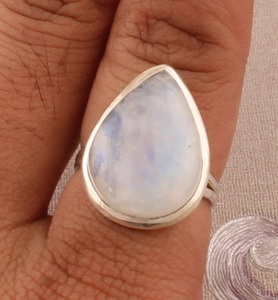 แหวนพลอยพลอยรูปลูกแพร์สีรุ้งออกแบบเป็น925เงินสเตอร์ลิงแฮนด์เมดแหวนหมั้นไอเดียของขวัญเครื่องประดับหินวันเกิด - Product Image 1