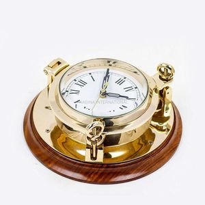 Reloj de pared náutico de latón para decoración del hogar, rueda de reloj de fabricante indio pulido dorado - Product Image 3