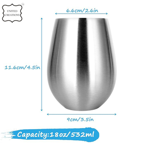 Stainless Steel Large <b>Stemless</b> Metal <b>Wine</b> <b>Glass</b> Cheap <b>Wine</b> Tumbler Custom Tumblers - Product Image 4