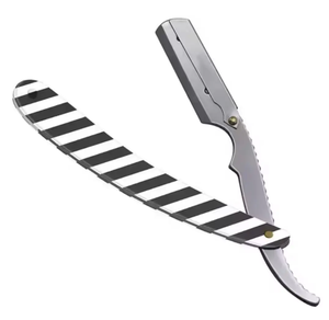 Maquinilla de afeitar de borde recto de acero inoxidable, afeitadora plegable, navaja de barbero, Mango metálico, maquinilla de afeitar para eliminación de barba y vello facial - Product Image 6