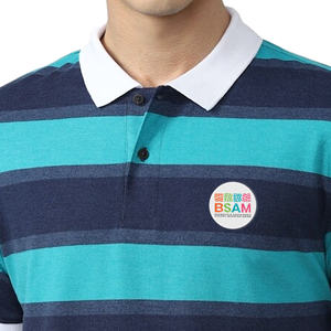 2023, venta al por mayor, 210 GSM, cuello acanalado a rayas para camiseta Polo, tela de punto de la mejor calidad, Impresión de logotipo personalizado antiarrugas - Product Image 5