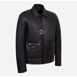 Indiana Jones <b>Men's</b> Classic <b>Brown</b> Genuine <b>Leather</b> <b>Jacket</b> Water-Proof Zippered with Embroidered Features Autumn Size XS - Product Image 3