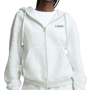 New Trending Mid-Weight <b>Fleece</b> Zip-Up Hoodie Custom <b>Women's</b> Cotton Blend Front Logo Casual Sweatshirt <b>Top</b> All Seasons Durable - Product Image 1