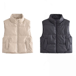 Chaqueta de Moda para Mujer, Cuello Alto, Cremallera, Corta, Acolchada - Product Image 1