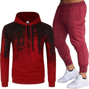 Chándales de hombre de color personalizado con precio al por mayor superventas con panel frontal en blanco con capucha conjunto de chándal liso para correr a la venta - Product Image 2