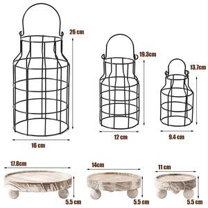 Farmhouse Style Cage Shape <b>Candle</b> <b>Stand</b> With Upright Wooden Base Multi Occasion Decor Reliable Quality <b>Candle</b> <b>Stand</b> - Product Image 3