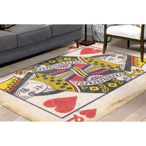 Tapis imprimé Reine de jeu de cartes, design moderne pour entrée et salle de jeux, tapis en velours de luxe - Product Image 4