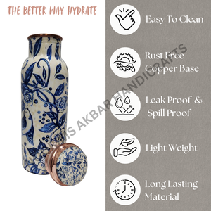 Eco-conscious ขวดทองแดงบริสุทธิ์ขนาด750มล. มีฝาปิดพิมพ์ลายเคลือบเคลือบกันรั่วที่ทันสมัยน้ำหนักเบาเหมาะกับการดื่ม - Product Image 2