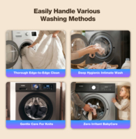 Lave-linge frontal entièrement automatique HYUNDAI 9 kg avec moteur BLDC à inversion, 1200 tr/min, cuve en acier inoxydable, écran LED