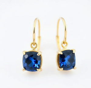 925 <b>Sterling</b> <b>Silver</b> Blue Hydro 10mm Cushion Earrings 18K Gold Plated Handmade Fashion Jewelry for Women Gemstone Jewellery - Product Image 6