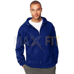 Sweat à capuche 100% coton unisexe grande taille fermeture éclair confortable respirant col à capuche uni motif solide chaleur hivernale - Product Image 4