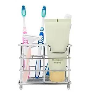 Soporte para dientes montado en la pared en acero con acabado plateado Soporte para cepillos de dientes Soporte para pasta de dientes para accesorios de baño - Product Image 3