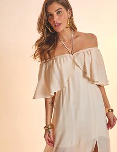 Summer Vibes Rayon Tie-Dye Vestido largo de Playa para mujer para fiesta y ocasión de verano Usar fuera del hombro Vestido largo de pierna alta - Product Image 5