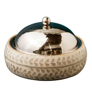 Pot de luxe en bois incrusté en gros et fournisseurs fait à la main rond - Product Image 1