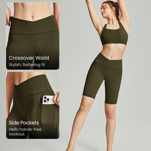 Women Solid Rhinestone Yoga Shorts High Waist Breathable Eco-Friendly Fabric OEM Custom Printing Options for Events Fitness - Product Image 3