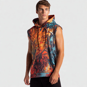 Vêtements de fitness sans manches à capuche hommes Bodybuilder entraînement pull à capuche hommes Jogging course sans manches capuche Singlet haut hommes - Product Image 6