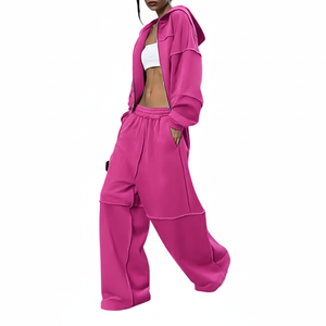 Ensemble de survêtement de yoga confortable pour l'hiver, pantalon large, hauts d'exercice à manches longues pour femmes, pantalon taille haute assorti, ensemble deux pièces 100% - Product Image 4