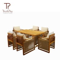 Mobilier de jardin Acacia, table et chaises pour la cuisine, villa, cour, hôtel, repas, loisirs, extérieur, meubles