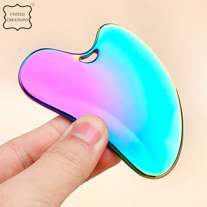 Pas cher Personnalisé Bas quantité minimale de commande En Forme De Coeur Coloré Visage Peau Métal Guasha Grattage Outil De Massage Or Logo Corps Sculpture Gua Sha - Product Image 3