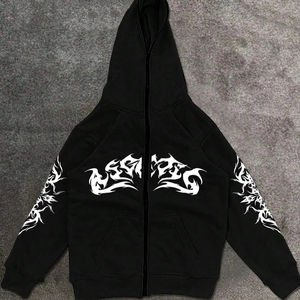 Sweat-shirt à capuche zippé intégral pour homme, 100% coton, coupe ample et oversize, couleur unie, design tendance et respirant, personnalisable en gros - Product Image 1