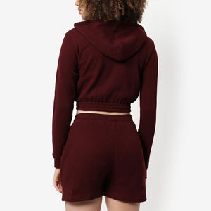 2024 vente chaude femmes sweat à capuche court ensemble de shorts Logo sur mesure imprimé conception solide femmes sweat à capuche court ensemble de shorts respirant - Product Image 3