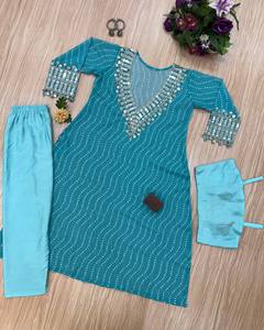 Designer pakistanais Salwar Kameez brodé Séquence Travail Readymade Salwar Kameez Cousu Vêtements De Mariage Costumes - Product Image 6